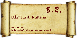 Bálint Rufina névjegykártya
